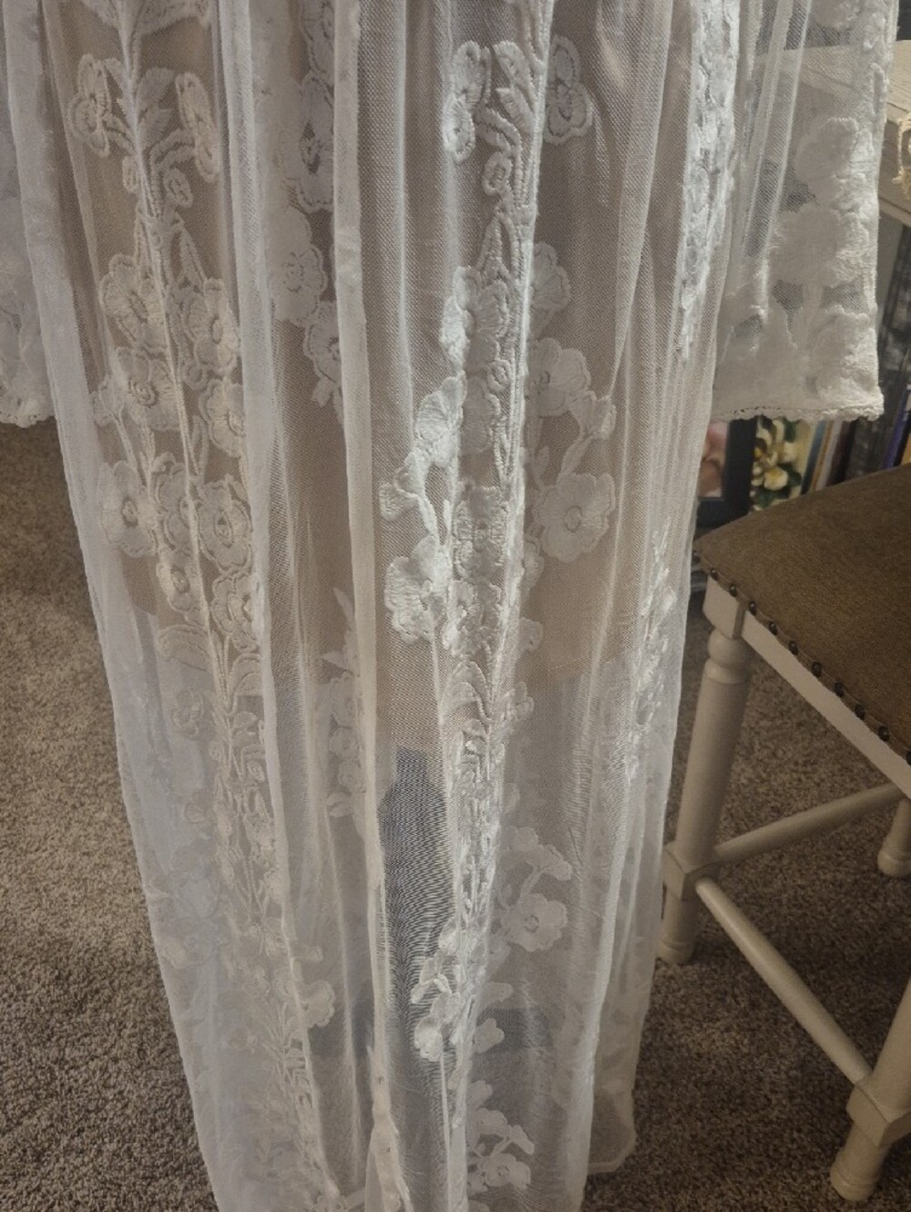 Altar'd State White Sheer Lace Maxi Dress with Floral Embroidery - Picture 6 of 16